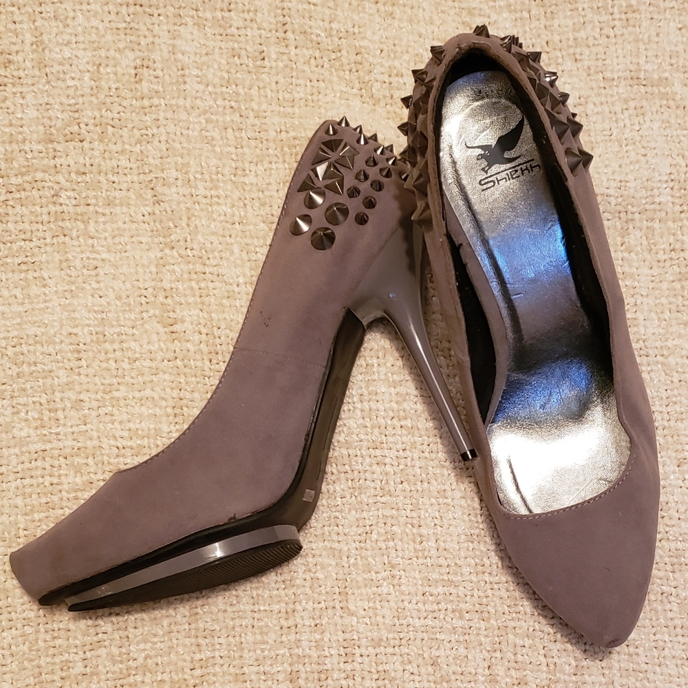 Sheikh Gray Platform Spiked Heels Size 11